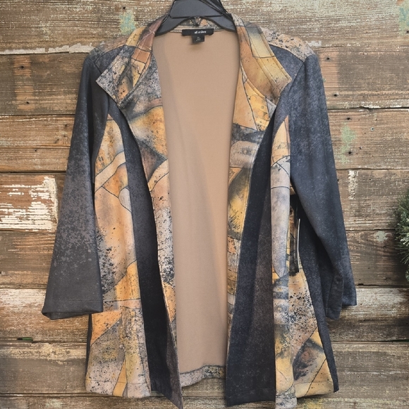 Ali Miles Jackets & Blazers - Ali Miles Women's Abstract Black and Tan Blazer, Plus Size 2X, NWT
